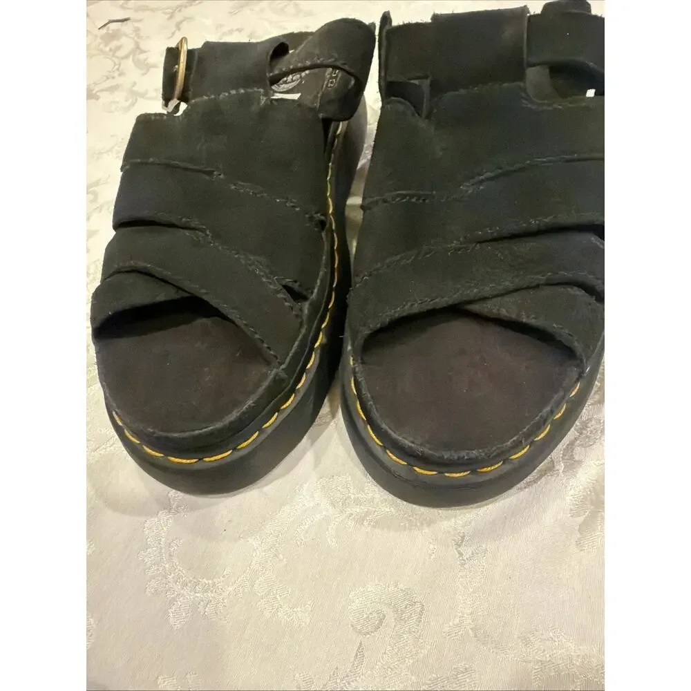 🆕Dr Martins Air Wair Men’s Adjustable Sandals Black Suede Size 12 Comfort Slide